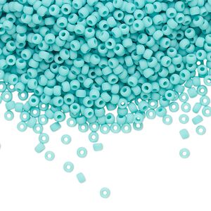 Seed bead, TOHO BEADS&reg;, glass, pkg/7.5g, #11 round, opaque frosted turquoise (TR-11-55F).