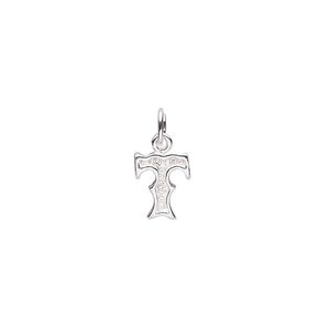 Charm, sterling silver, 9x7mm fancy block alphabet letter "T." Sold individually.