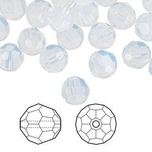 Bead 144pk white opal, Crystal Passions&reg; 8mm round 5000