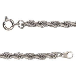 Chain 1pkg1 French rope, 4mm / springring clasp, antique silver-finished steel 24 inch