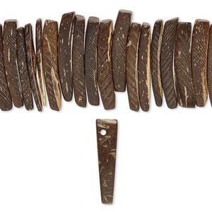 Bead, coconut palm wood (waxed), dark, 25x4mm hand-cut top-drilled stick. Sold per 15-1/2" to 16" strand.