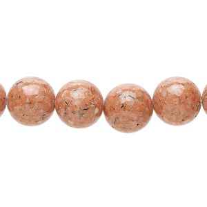 Multi-gemstone / mother-of-pearl shell / resin 1pkg1, round bead 15 inch orange-red 9-11mm