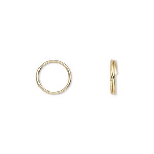 Split ring 1pkg100 gold-finished, 10mm round, 8.5mm inside diameter / steel