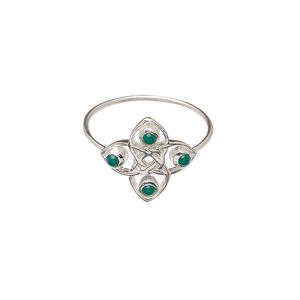 Ring, green onyx (dyed) and sterling silver, 1mm wide band with 14mm Celtic knot, size 7. Sold individually.