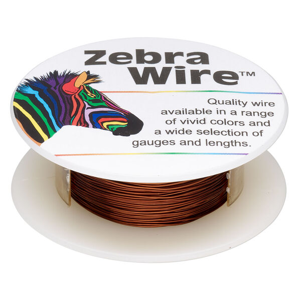Wire, Zebra Wire&trade;, color-coated copper, brown, round, 26 gauge. Sold per 1/4-pound spool, approximately 115 yards. image number 0