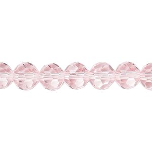 Bead 1pk 32 facets transparent pink, Celestial Crystal&reg; 8mm round 15.5-16 inch