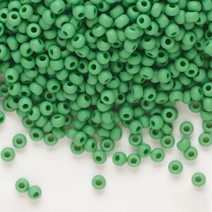 Seed bead, Preciosa Ornela Czech glass, pkg/500g, #8 rocaille, opaque matte green, (53250).