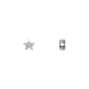 Bead 1pkg100 silver-plated "pewter", 5mm star, antique