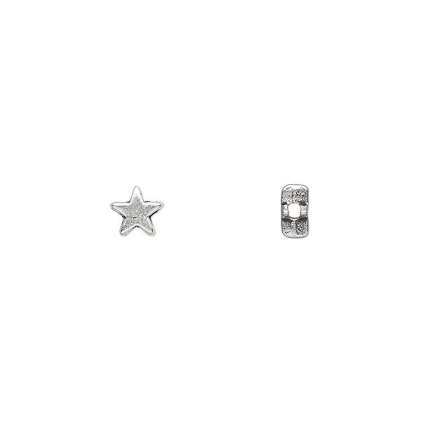 Bead 1pkg100 silver-plated "pewter", 5mm star, antique image number 0