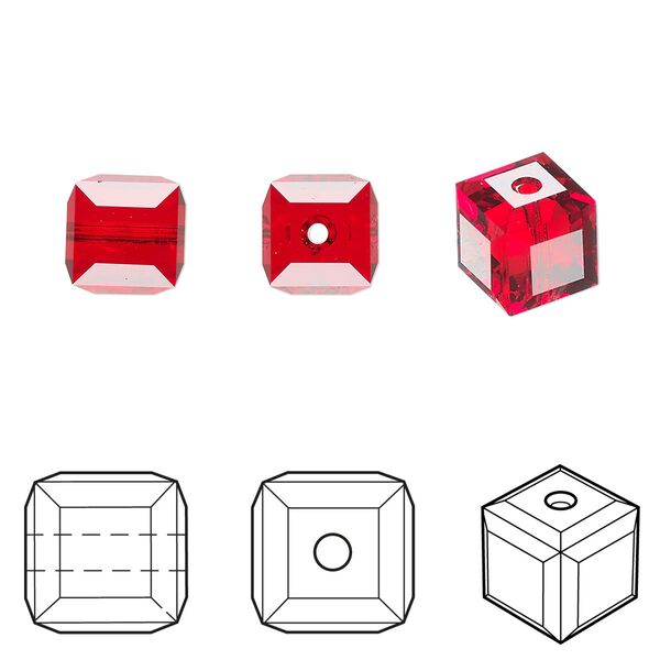 Bead 96pk light Siam, Swarovski&reg; 8mm cube 5601 image number 0