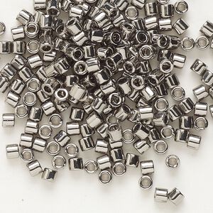 Seed bead, Delica&reg;, glass, pkg/50g, #8 round, opaque nickel-plated (DBL-0021).
