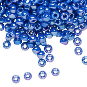 Seed bead, Miyuki, glass, pkg/25g, #6 rocaille, opaque rainbow cyan blue, (RR-483D).