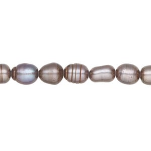 Freshwater pearl 1pkg1 rice, 15 inch dark silver peacock 5-6mm cultured