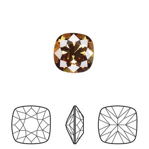 Fancy stone 6pk light amber foil back, Crystal Passions&reg; 12mm square 4470