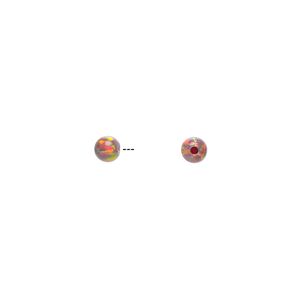 Bead, Mexican "opal" (silica and epoxy) (man-made), multicolored, 4mm half-drilled round. Sold per pkg of 2.