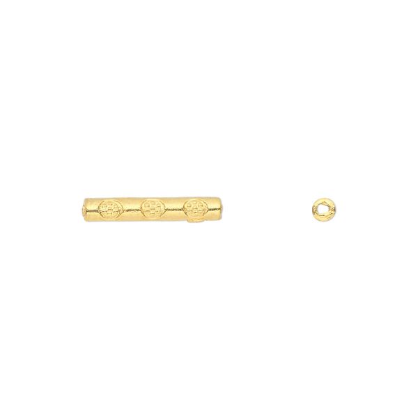 Bead 1pkg50 gold-finished "pewter", 14x2mm tube image number 0