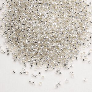 Seed bead, Delica&reg;, glass, pkg/250g, #15 round, transparent silver-lined crystal clear (DBS-0041).