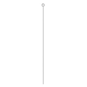 Eye pin 1pkg500 silver-plated, 3 inch, 21 gauge brass