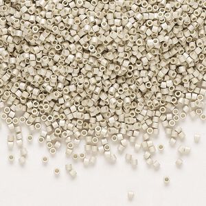 Seed bead, Delica&reg;, glass, pkg/250g, #15 round, opaque galvanized matte silver (DBS-0335).
