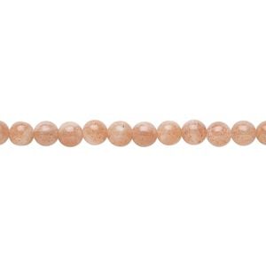 Pink flake moonstone 1pkg1, round bead natural 8 inch 4mm