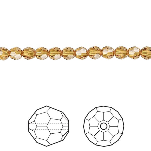 Bead 12pk golden topaz, Crystal Passions&reg; 4mm round 5000 image number 0