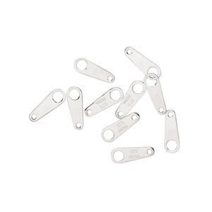 Chain tab 1pkg10 sterling silver, 9x3mm / 2sided