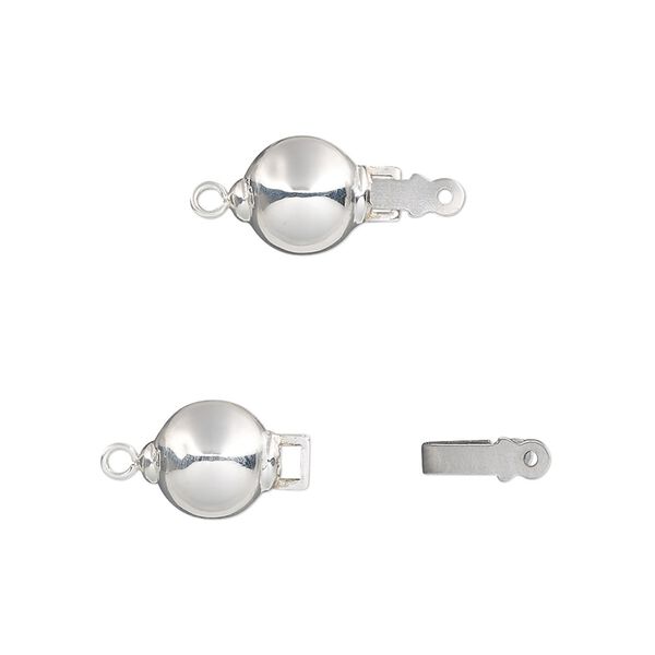 Clasp tab 1pkg1 sterling silver, 8mm ball, stainless steel 1-strand image number 0