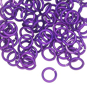 Jump ring 1pkg100 aluminum, 8mm round, 17 gauge / 5.6mm inside diameter / purple
