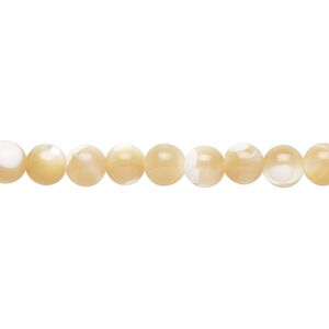 Mother-of-pearl shell 1pkg1, round bead natural 15.5 to 16 inch 5.5-6mm
