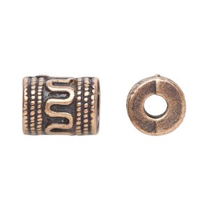 Bead 1pkg20 copper-plated "pewter", 13x10mm cylinder, antique Dione&reg;