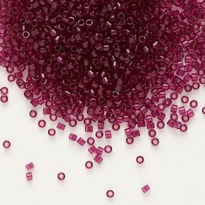 Seed bead, Delica&reg;, glass, pkg/50g, #11 round, transparent outside dyed wine (DB-1312).