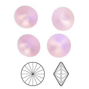 Chaton 4pk light rose frost foil back, Crystal Passions&reg; 12mm rivoli 1122