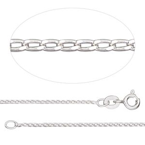 Chain 1pkg1 sterling silver curb, 1mm / springring clasp, Gossamer&trade; 24 inch