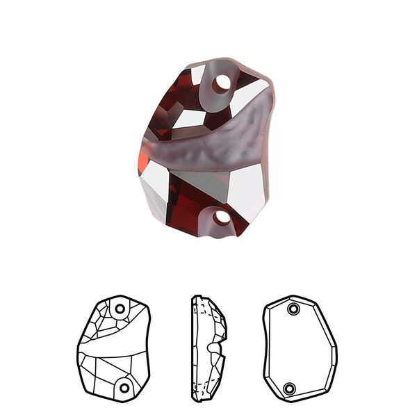 Sew-on 1pk crystal red magma foil back, Crystal Passions&reg; 19x13mm divine rock 3257 image number 0