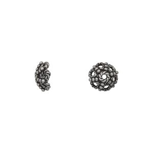 Bead cap, antique silver-plated brass, 8x4mm beaded round star, fits 6-8mm bead. Sold per pkg of 20.