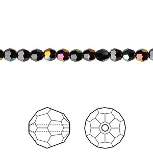 Bead 12pk jet astral pink, Crystal Passions&reg; 4mm round 5000