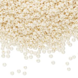 Seed bead, Preciosa Ornela Czech glass, pkg/500g, #11 rocaille, opaque shell luster chalkwhite, (46113).