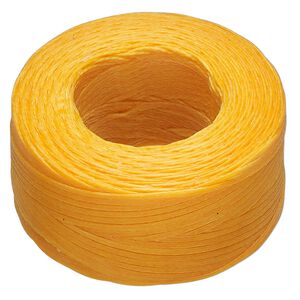 Thread, Hemptique&reg;, polyester, pkg/50 yards, gold, 0.8mm braided flat.