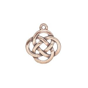 Drop, TierraCast&reg;, antique copper-plated pewter (tin-based alloy), 18mm double-sided Celtic knot. Sold per pkg of 20.