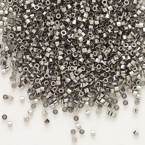 Seed bead, Delica&reg;, glass, pkg/7.5g, #11 cut, opaque nickel-plated (DBC-0021).