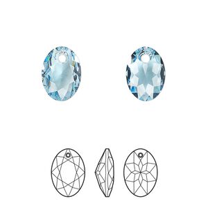 Drop 2pk aquamarine, Crystal Passions&reg; 11.5mm pendant elliptic cut 6438