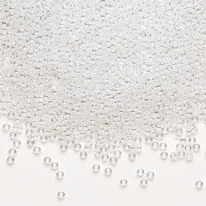 Seed bead, Miyuki, glass, pkg/250g, #15 rocaille, translucent luster crystal clear, (RR-160).