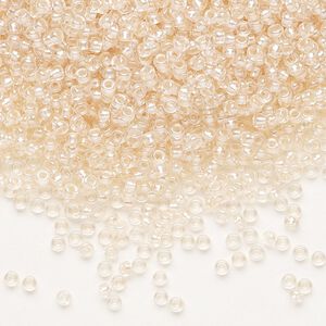 Seed bead, Preciosa Ornela, glass, translucent salmon pearl-lined crystal clear, #11 rocaille. Sold per 500-gram pkg.