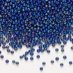 Seed bead, Preciosa Ornela Czech glass, pkg/500g, #11 rocaille, opaque rainbow cobalt blue, (34070).