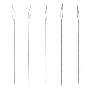 Needle, Beadalon&reg;, stainless steel, pkg/5 variety pack, 2-1/2 inches, extra fine (0.24mm) / fine (0.30mm) / medium (0.36mm) / heavy (0.51mm) / extra heavy (0.60mm) widths, collapsible-eye twisted wire.