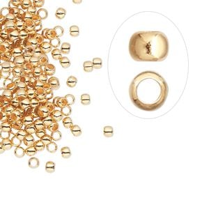 Crimp 1pkg500 gold-plated, 2.5mm round / 1.5mm inside diameter, brass