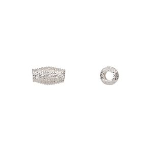 Bead 1pkg2 sterling silver, 8x5mm diamond-cut coil oval