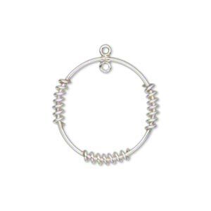 Drop, sterling silver, 21mm open round with 3 coils and 1 loop. Sold individually.