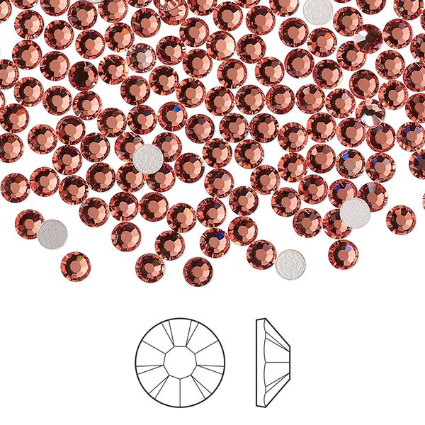 Flat back 144pk rose peach foil back, Preciosa MAXIMA Czech crystal hotfix rhinestone 3-3.2mm chaton rose round SS12 image number 0