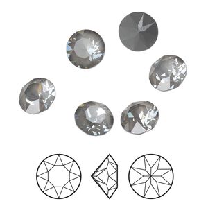 Chaton 6pk crystal dark grey ignite LacquerPRO, Crystal Passions&reg; 8.16-8.41mm round SS39 1088